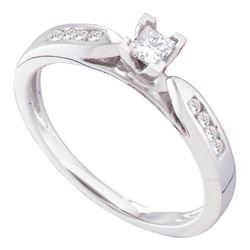 0.25 CTW Princess Diamond Solitaire Bridal Engagement Ring 14KT White Gold - REF-37W5K