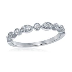 0.17 CTW Diamond Milgrain Stackable Ring 14KT White Gold - REF-24F2N