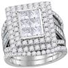 Image 1 : 4.07 CTW Princess Diamond Rectangle Cluster Bridal Ring 14KT White Gold - REF-419K9W
