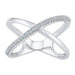 0.15 CTW Diamond Open Crossover Ring 10KT White Gold - REF-20N9F