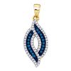 Image 1 : 0.30 CTW Blue Color Diamond Oval Pendant 10KT Yellow Gold - REF-19Y4X