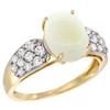Image 1 : Natural 1.76 ctw opal & Diamond Engagement Ring 14K Yellow Gold - REF-58G2M