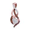 Image 1 : 0.15 CTW Red Color Diamond Heart Pendant 10KT Rose Gold - REF-18M2H