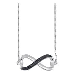 0.10 CTW Black Color Diamond Infinity Pendant 10KT White Gold - REF-13Y4X