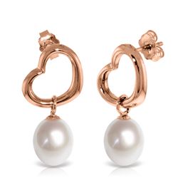 Genuine 8 ctw Pearl Earrings Jewelry 14KT Rose Gold - REF-39T4A
