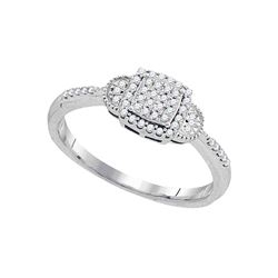 0.18 CTW Diamond Square Cluster Ring 10KT White Gold - REF-22W4K