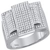 Image 1 : 0.75 CTW Mens Diamond Rectangle Cluster Ring 10KT White Gold - REF-71X9Y