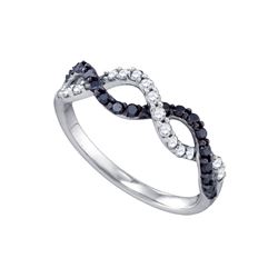 0.45 CTW Black Color Diamond Woven Ring 10KT White Gold - REF-34Y4X