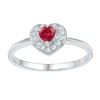 Image 1 : 0.60 CTW Created Ruby Heart Diamond Ring 10KT White Gold - REF-12N8F