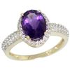 Image 1 : Natural 1.91 ctw Amethyst & Diamond Engagement Ring 14K Yellow Gold - REF-41K3R