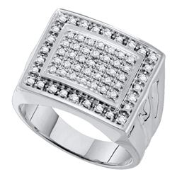 0.50 CTW Mens Diamond Square Cluster Ring 10KT White Gold - REF-44Y9X