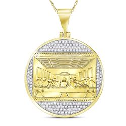 0.50 CTW Mens Diamond Last Supper Charm Pendant 10KT Yellow Gold - REF-59N9F