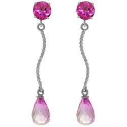Genuine 4.3 ctw Pink Topaz Earrings Jewelry 14KT White Gold - REF-24V4W