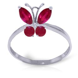 Genuine 0.60 ctw Ruby Ring Jewelry 14KT White Gold - REF-30H5X