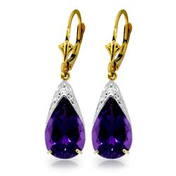 Genuine 10 ctw Amethyst Earrings Jewelry 14KT Yellow Gold - REF-55T5A