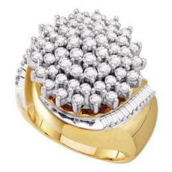 2.03 CTW Diamond Cluster Ring 10KT Two-tone Gold - REF-108Y8X