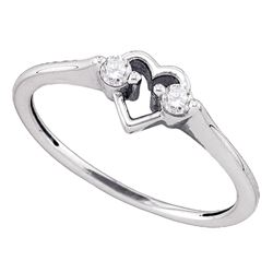 0.12 CTW Diamond Heart Love Promise Bridal Ring 10KT White Gold - REF-13K4W