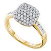 Image 1 : 0.51 CTW Pave-set Diamond Square Cluster Ring 14KT Yellow Gold - REF-59K9W