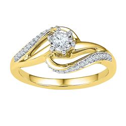0.20 CTW Diamond Solitaire Swirl Bridal Engagement Ring 10KT Yellow Gold - REF-26F9N