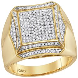 0.50 CTW Mens Prong-set Diamond Square Cluster Ring 10KT Yellow Gold - REF-75N2F