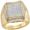 Image 1 : 0.50 CTW Mens Prong-set Diamond Square Cluster Ring 10KT Yellow Gold - REF-75N2F