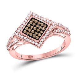 0.33 CTW Red Color Diamond Square Fashion Ring 10KT Rose Gold - REF-26X9Y