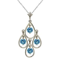 Genuine 1.20 ctw Blue Topaz Necklace Jewelry 14KT White Gold - REF-30P7H