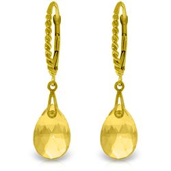 Genuine 6 ctw Citrine Earrings Jewelry 14KT Yellow Gold - REF-30H6X