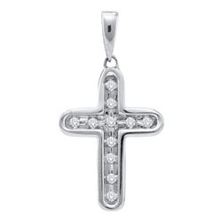 0.10 CTW Diamond Cross Pendant 10KT White Gold - REF-10F5N