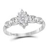 Image 1 : 0.11 CTW Prong-set Diamond Oval Cluster Ring 10KT White Gold - REF-10K5W