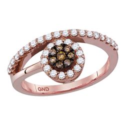 0.50 CTW Cognac-brown Color Diamond Cluster Ring 10KT Rose Gold - REF-44N9F