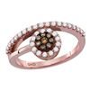 Image 1 : 0.50 CTW Cognac-brown Color Diamond Cluster Ring 10KT Rose Gold - REF-44N9F