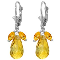 Genuine 14.4 ctw Citrine Earrings Jewelry 14KT White Gold - REF-46W7Y
