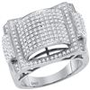 Image 1 : 0.68 CTW Mens Pave-set Diamond Dome Convex Cluster Ring 10KT White Gold - REF-79M4H