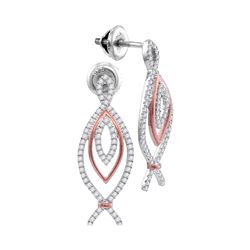 0.45 CTW Diamond Oval Screwback Earrings 10KT Two-tone Gold - REF-41F9N