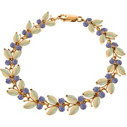 Genuine 10.50 ctw Opal & Tanzanite Bracelet Jewelry 14KT Rose Gold - REF-211X3M