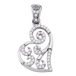 0.15 CTW Diamond Whimsical Heart Curled Pendant 10KT White Gold - REF-14X9Y