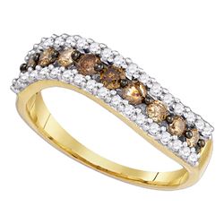 0.77 CTW Cognac-brown Color Diamond Ring 10KT Yellow Gold - REF-28K4W