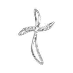 0.02 CTW Diamond Cross Pendant 10KT White Gold - REF-8N9F