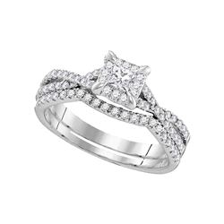 0.62 CTW Diamond Square Halo Bridal Engagement Ring 10KT White Gold - REF-75M2H