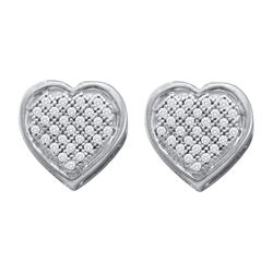 0.14 CTW Diamond Heart Screwback Earrings 10KT White Gold - REF-18H2M