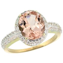 Natural 2.56 ctw Morganite & Diamond Engagement Ring 10K Yellow Gold - REF-56M6H