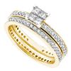 Image 1 : 1 CTW Princess Diamond Eternity Bridal Engagement Ring 14KT Yellow Gold - REF-97N4F