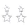 Image 1 : 0.25 CTW Diamond Double Star Dangle Screwback Earrings 10KT White Gold - REF-22H4M