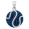 Image 1 : 0.45 CTW Blue Color Diamond Circle Pendant 10KT White Gold - REF-22X4Y