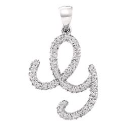 0.17 CTW Diamond Cursive Letter G Pendant 10KT White Gold - REF-14N9F