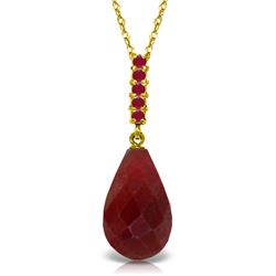 Genuine 9 ctw Ruby Necklace Jewelry 14KT Yellow Gold - REF-30M6T