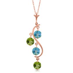 Genuine 2.3 ctw Blue Topaz Necklace Jewelry 14KT Rose Gold - REF-30W2Y