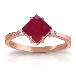 Genuine 1.46 ctw Ruby & Diamond Ring Jewelry 14KT Rose Gold - REF-32Z3N