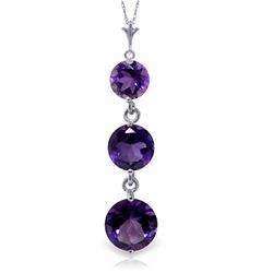 Genuine 3.6 ctw Amethyst Necklace Jewelry 14KT White Gold - REF-24F4Z